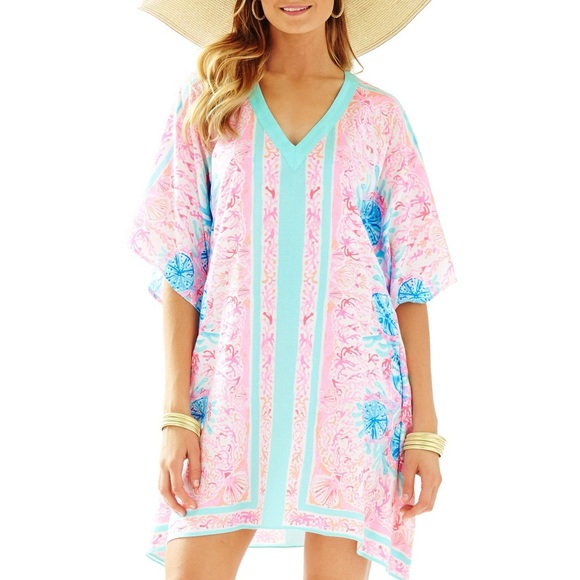 Sugar Other - Lilly Pulitzer Sherazade Beach Cover Coral Blue Rayon Size XS